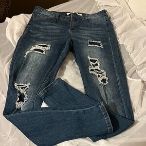 Helena Dark Blue Distressed Skinny Jeans